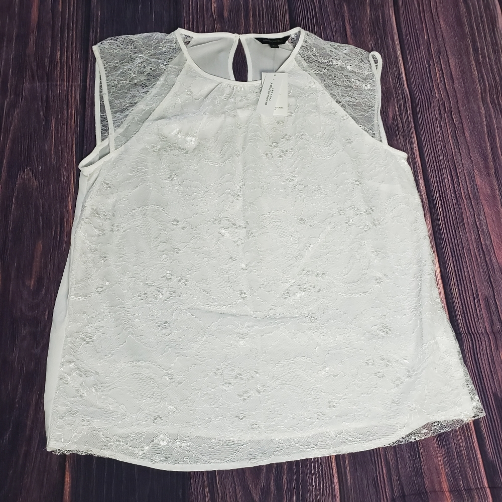 Banana Republic Factory Women's Sleeveless White Blouse Lace Size Large